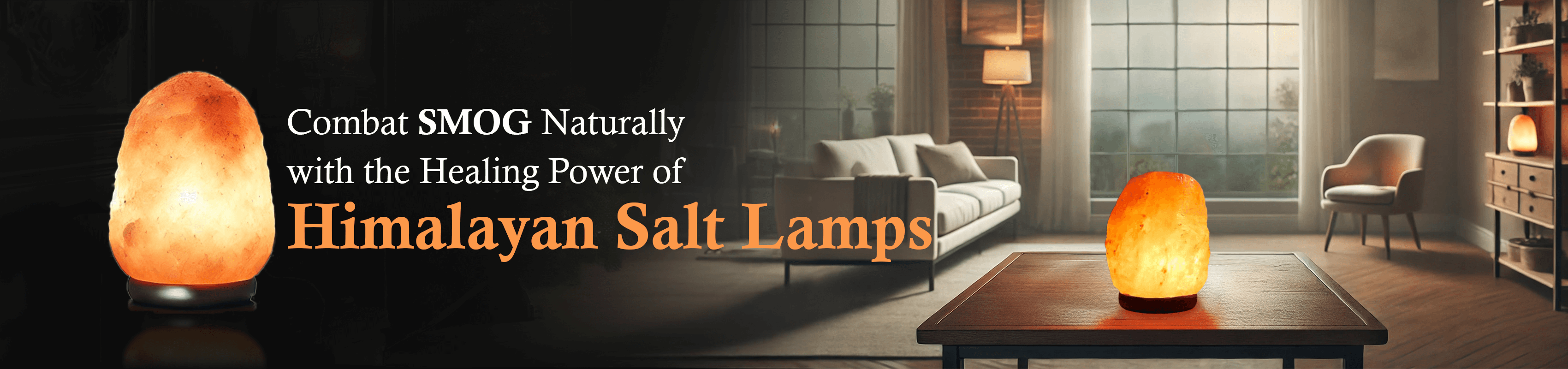 Atmospheric glowing Himalayan salt sanctuary against smog