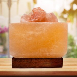 Cube Fire Bowl Himalayan Salt Lamp with Salt Chunks