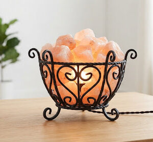 Cylinder Metal Basket Salt Lamp with Salt Chunks