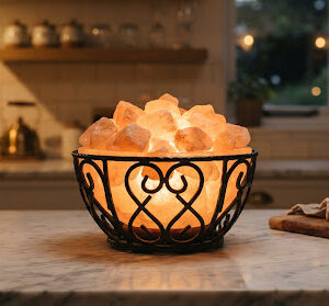 Bowl Metal Basket Salt Lamp with Salt Chunks
