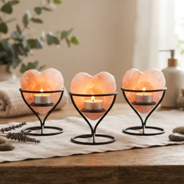 Heart Shape Candle Holder with Metal Stand (Pack of 3)